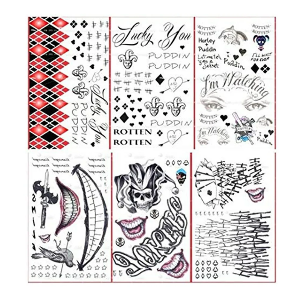 

Suicide Squad Harley Quinn Joker Cosplay Temporary Tattoo sticker Waterproof
