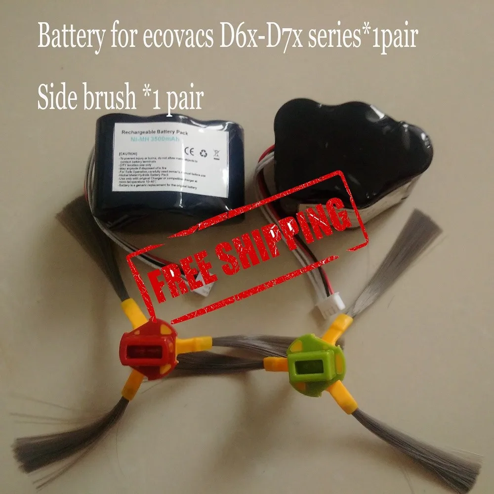 

4-PACK Battery and side brush for Ecovacs Deebot Deepoo D62 D63 D65 D66 D68 D77 D79 robotic vacuum cleaner battery