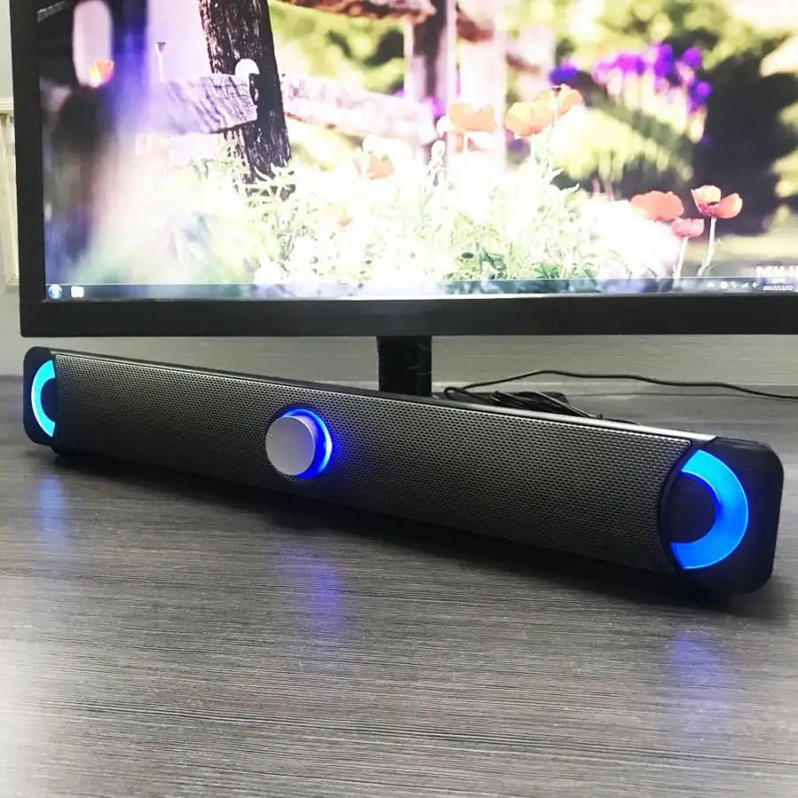 

Multimedia Speaker HIFI Subwoofer Stereo Computer Speaker Colorful LED TV Soundbar Speaker noise reduction volume control