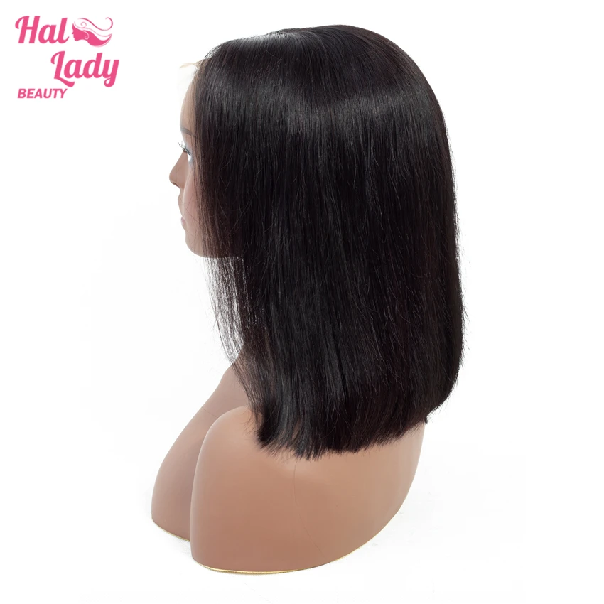 Halo Lady Hair 13*4 короткие человеческие волосы на шнурках парики боб парик для черных женщин бразильский прямой фронтальный парик предварительно выщипанный алиперл