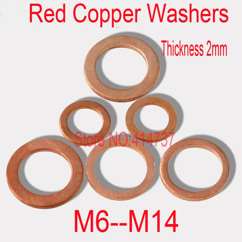 

M6--M14 Thickness 2mm Red Copper Washers Flat Seal Washer Copper gaskets