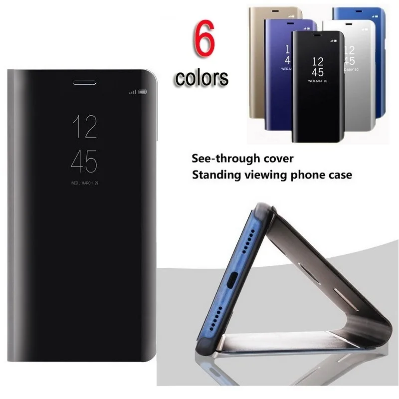 

Holder Stand case for iPhone X Xs Max XR SE Clear View Smart Mirror Case For iPhone 8 7 6 6s Plus 5s Flip Cases Full body cover