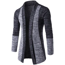 New Winter Wool Coat Men New Men's Card Stitching Contrast Color Sweater Long-sleeved Wild Men's Cardigan Coat Men Long V-neck slimming v neck color splicing patch pocket long sleeves cardigan for men