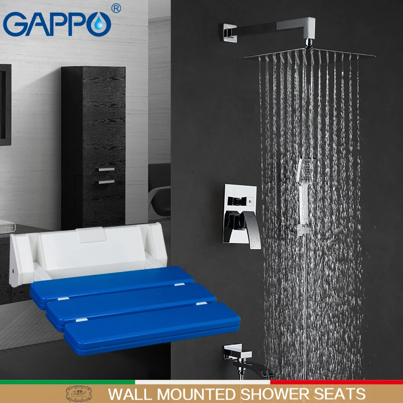

GAPPO Wall Mounted shower Stool toilet chair Shower Faucets Bath tub taps bathroom faucet mixer shower folding seat wall chair