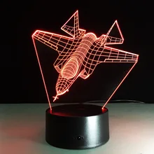 Air Plane Series 3D Night Light Supply Visual Aircraft Battleship 3D Light Desk Lamp JET Home Decor LED USB Baby Bedside Lamp