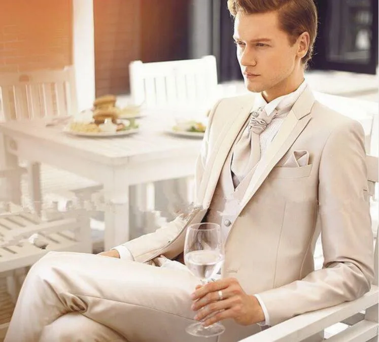 Hot Sale Cheap Elegant Custom Made Men Suit Wedding Groom Tuxedo Slim Fit Jacket  3pcs(Jacket+Pants+Vest)