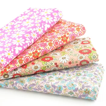 

4 PCS 45cmx50cm pink girl pattern cotton poplin fabric for sewing dress fat quarters bundle dense for patchwork quilting tecido
