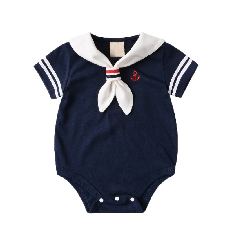 الصيف الطفل السروال القصير القطن طفلة الملابس الأبيض البحرية نمط مع التعادل طفل رضيع الملابس الوليد الاطفال الملابس الرضع حللا