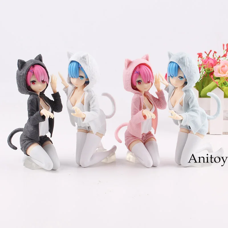 Re Zero Hajimeru Isekai Seikatsu Ram& Rem Nyanko Mode платье Ver. ПВХ комиксы Фигурки Коллекция модель игрушки 2 цвета