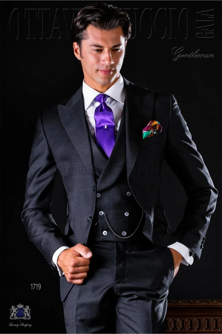 

Handsome Groomsmen Wool blend Groom Tuxedos Mens Wedding Dress Man Jacket Blazer Prom Dinner (Jacket+Pants+Tie+Vest) A112