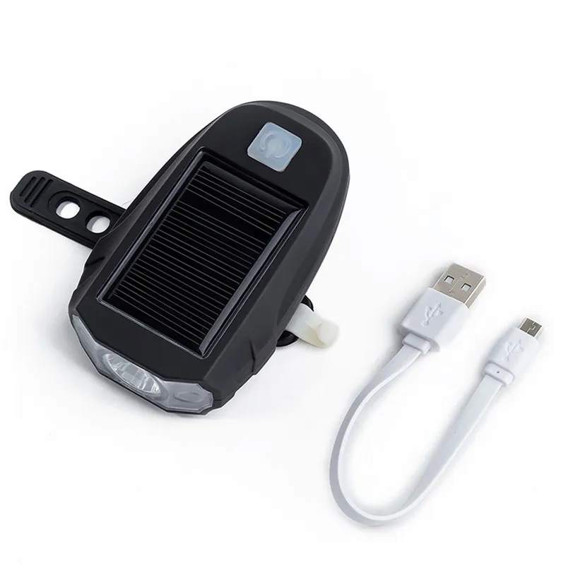 Bike light led flashlight Waterproof Bicycle Solar LED Front Light Rechargeable USB Headlight Lamp #4A24 (7)
