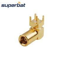 Superbat SMB штырь прямой угол через отверстие Jack PCB Mount RF коаксиальный разъем позолоченный
