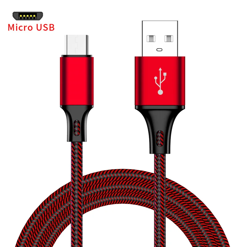 Micro USB кабель 2A Быстрая зарядка передачи данных зарядный кабель для samsung huawei Xiaomi LG Andriod Microusb кабель для мобильного телефона - Цвет: Red