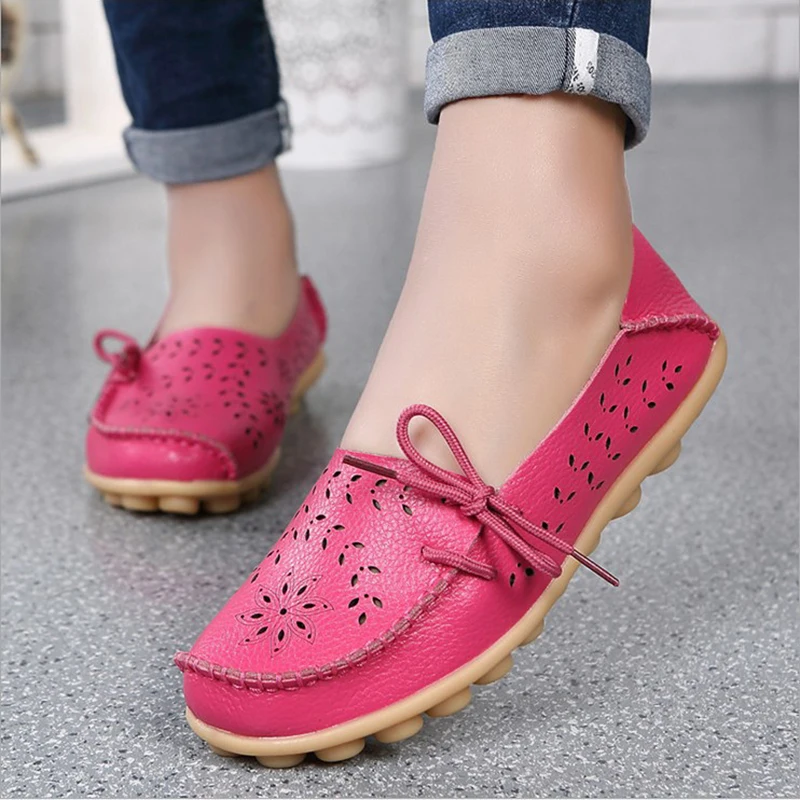 

Women Flats Breathable Women Casual Shoes Slip On Flat Mother Shoes Moccasins Leather Women Shoes women vulcanize shoes Size 44