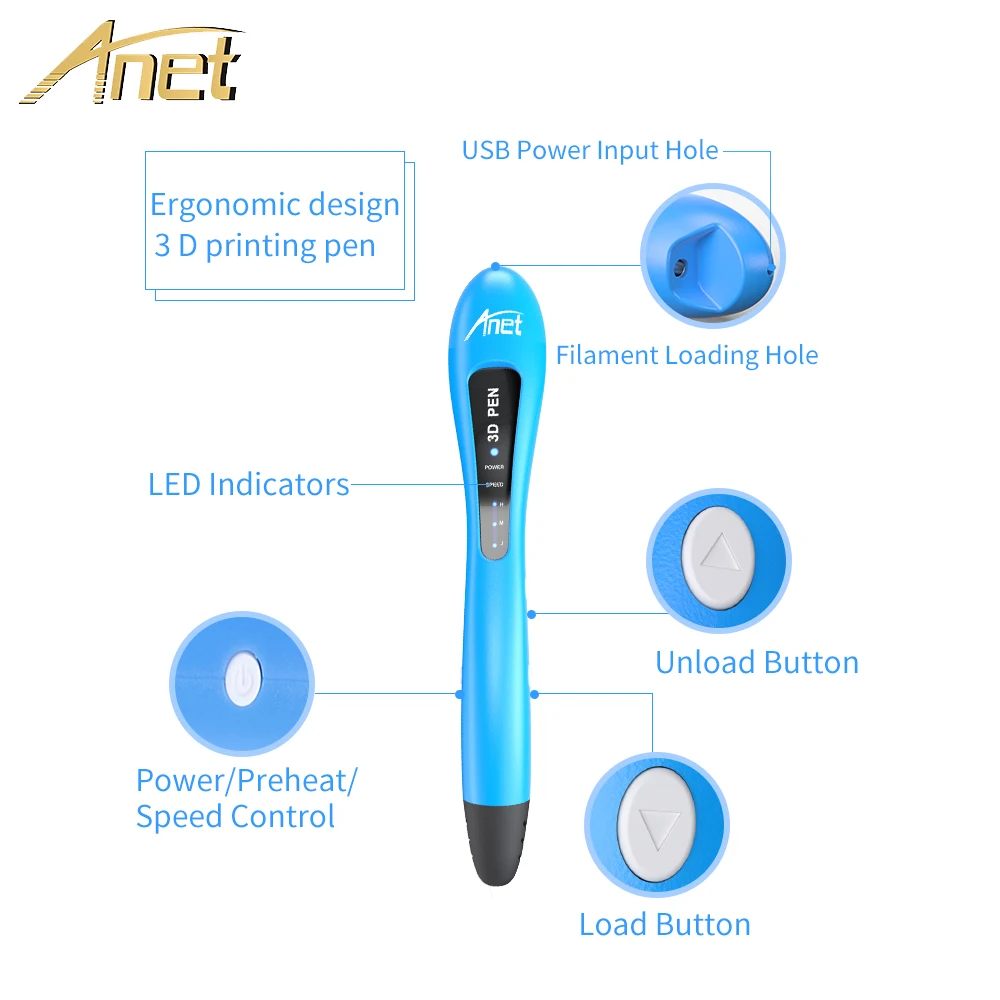 Anet VP01 низкая температура Безопасный детский подарок DIY 3D Ручка принтер с PCL