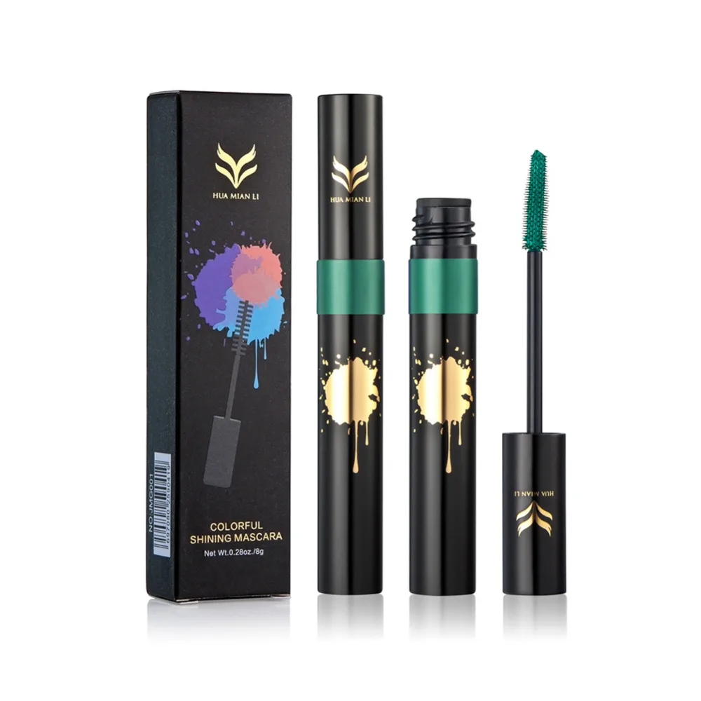 

HUAMIANLI Purple Green White Mascara Waterproof Anti-sweat Exaggerate Mascara Beauty Makeup Tools Color Mascara #240533