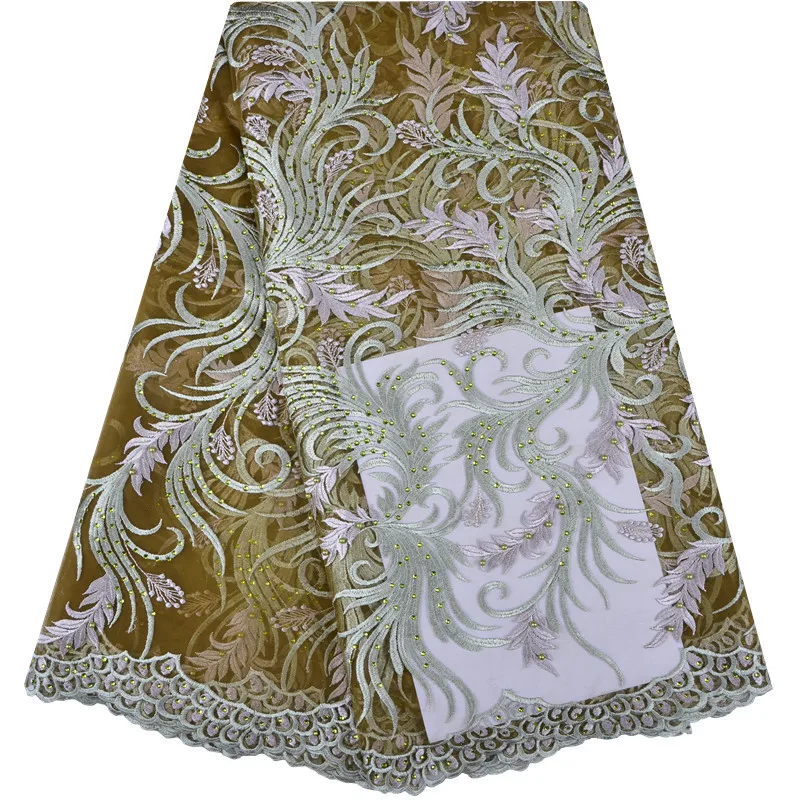 

Горячая Распродажа, камни, чистая кружевная ткань, нигерийская ткань, высокое качество, африканский тюль, кружевная ткань для платьев, французская кружевная ткань 1199