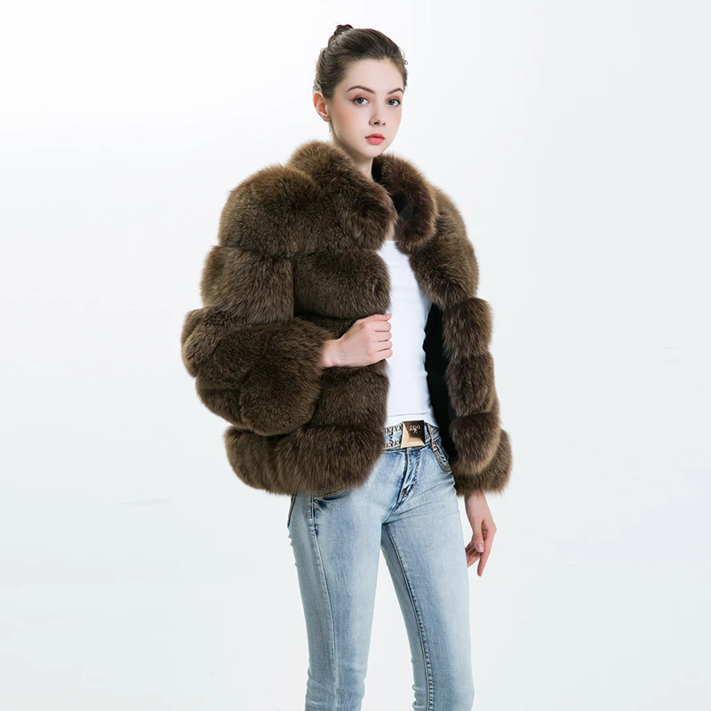 Women's Real Fox Fur Winter Coat - Thick Warm Stand Collar Fur Jacket Fashion Outerwear image 6