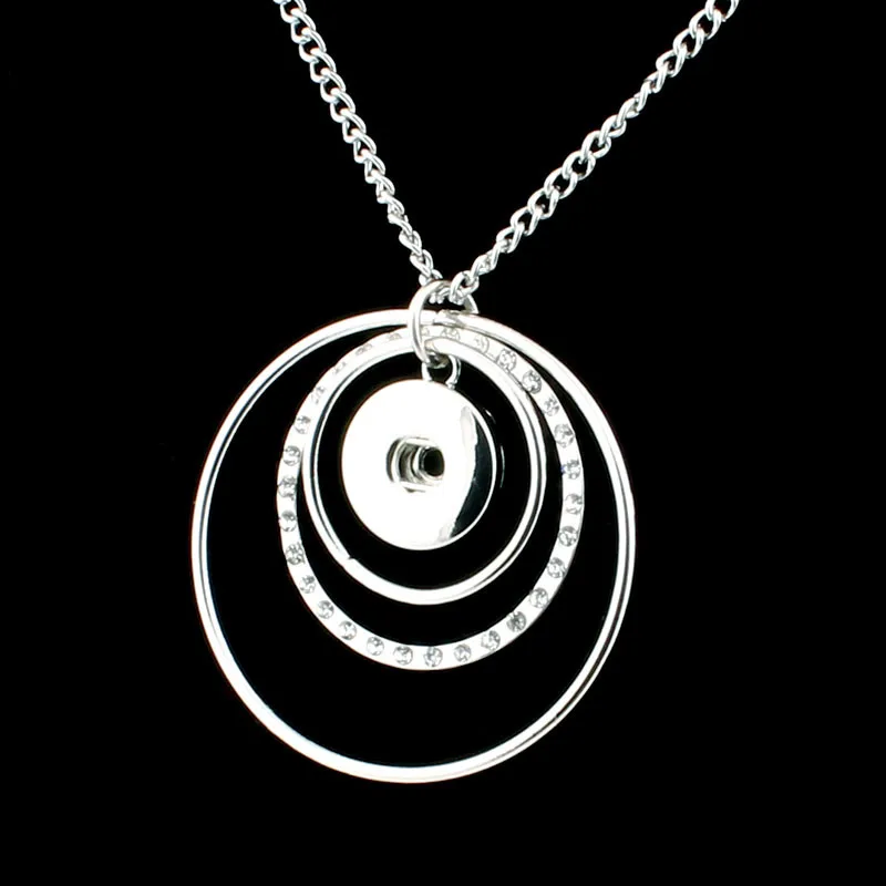 

Snap Jewelry Metal Round Pendant Necklaces Fit DIY 18MM Snap Buttons Necklaces Wholesale Women