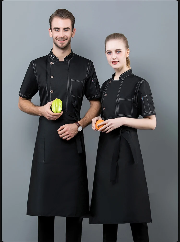Высококачественная Профессиональная форма шеф-повара с коротким рукавом, летняя кухонная рабочая куртка, Парикмахерская, столовая