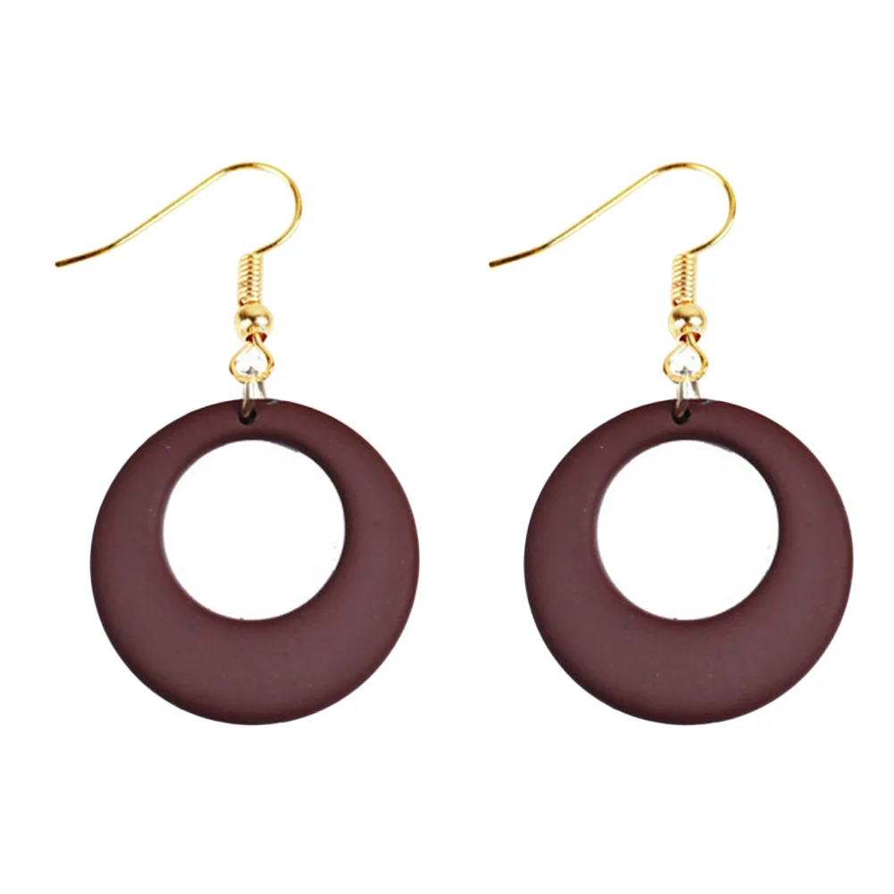 

Dangle Hook Earrings Of Hollow Design Drop Color DIY Jewelry Brown
