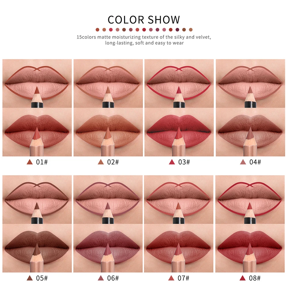 Natural Sexy Matte Lip Stick Lip liner Lip Liner Pencil Matt Lips liner Pen Set Makeup Tool Cosmetic