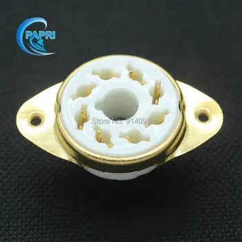 

PAPRI 10PCS K8A 8pin Ceramic Chassis Mount Amplifier Gilded Tube Sockets For KT88 6L6 6CA7 KT66 EL34 6550 6V6 6SN7