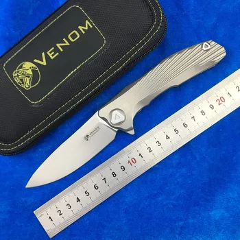 

KEVIN JOHN VENOM new concept Flipper folding knife S35vn blade TC4 Titanium outdoor camping survival fruit knife EDC tools