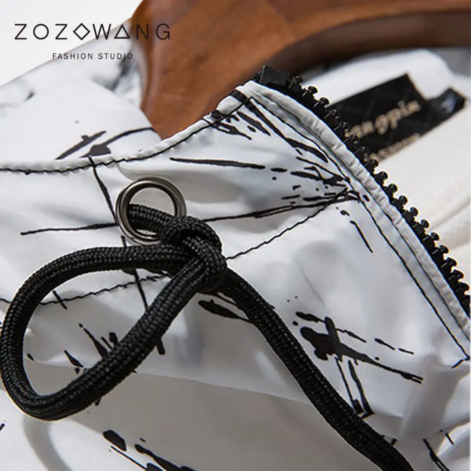 Zozowang new fashion print rid sleeve hooded stripes jacket men sunscreen coat streetwear air force plot coat men 