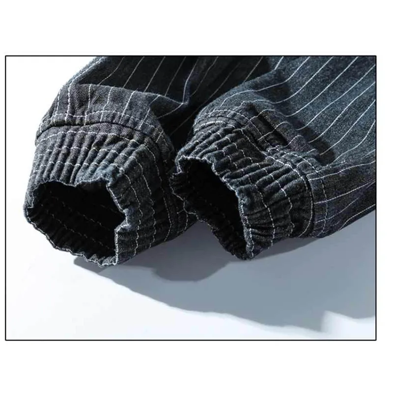 2019 New Summer Men's Fat Harem Pants Fashion Brand Man Stripe Jeans Beam Feet Denim Trousers 28-42 (8)