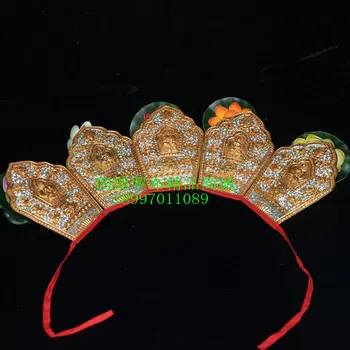 

Nepal Tibetan guru Dharma activities gilded Liuyin five Buddha crown five crown Tianyi Zhiguan initiations /Tantric
