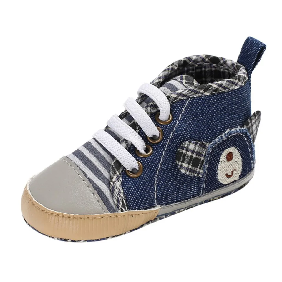 Denim Baby Shoes For Newborn Baby Boys Canvas Plaid Casual Baby Boys Girls Shoes Autumn Cotton Soft Soled First Walkers - Color: Model 1