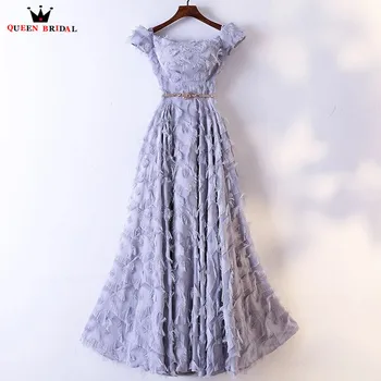 

A-line Floor Length Lace Appliques Elegant Formal Evening Dresses 2020 New Fashion Evening Gown Robe De Soiree MT30