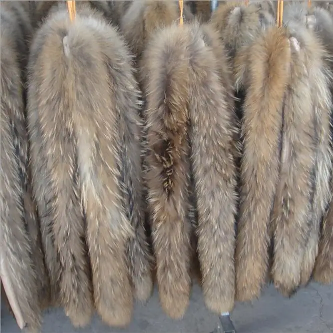 

Real fur collar 100% genuine raccoon fur scarf 70cm winter for women men clothes collar used hot selling