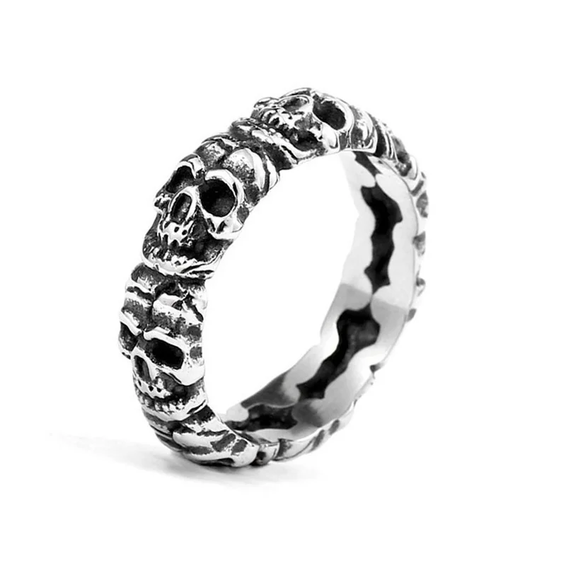 

Free Shipping Punk Style Skull Rings Trendy Titanium Steel Little Finger Ring Jewelry for Men's & Women