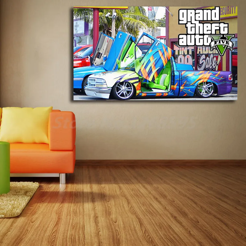 Gta 5車の壁紙hd壁アートキャンバス北欧ポスタープリント壁の写真を絵画アートワークオフィスリビングルームホーム装飾 絵画 書道 Aliexpress