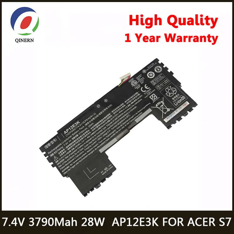 

AP12E3K 7.4V 3790mAh 28Wh Laptop Battery Compatible with ACER Aspire S7 191 Ultrabook 11 inch 11CP5/42/61-2 11CP3/65/114-2