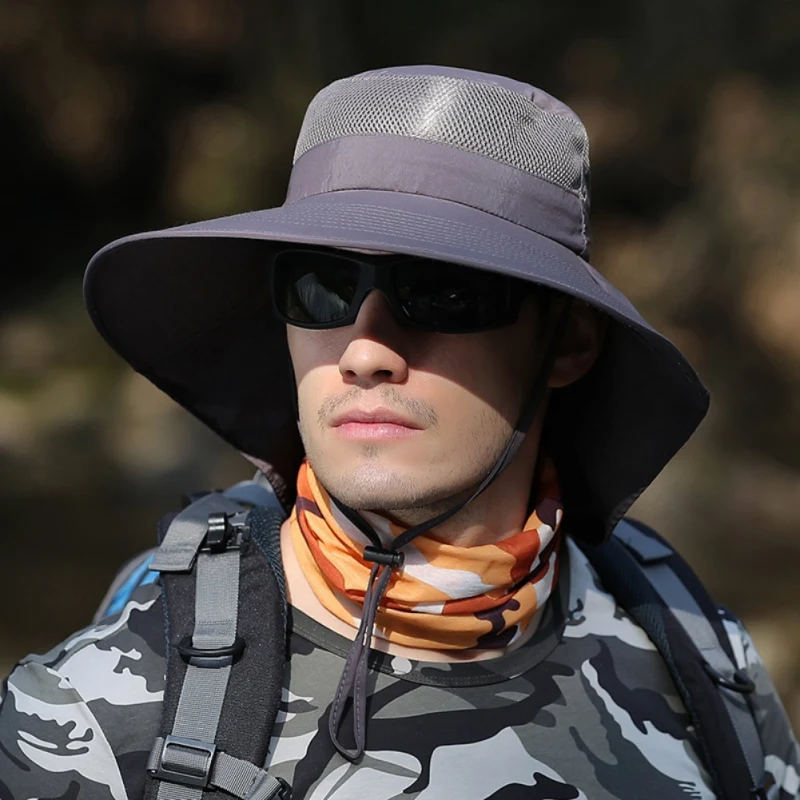 

Outdoor Sun Protection Caps Breathable Hunting Hiking Boonie Hat Fishing Cap Wide Brim Hat With Neck Flap