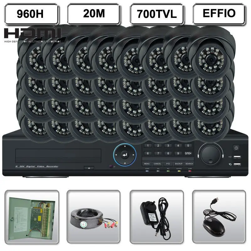 

32CH Channel Home Video Surveillance CCTV 960H DVR Dome Camera Security System
