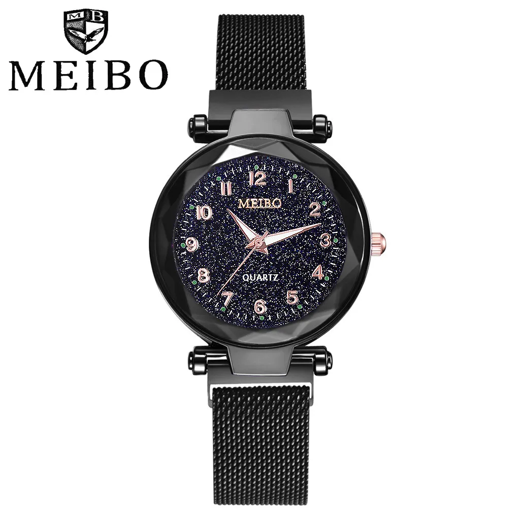 

Black Fashion Quartz Watch High Quality Starry Sky Watch stainless steel band Watch Hot sale Relogio Masculino for droshipping