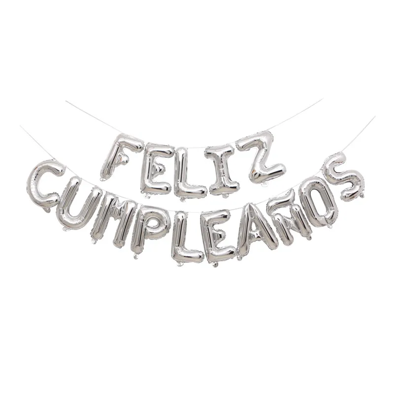 FELIZ CUMPLEANOS с надписью воздушный шар из фольги алфавит в Испании на день рождения