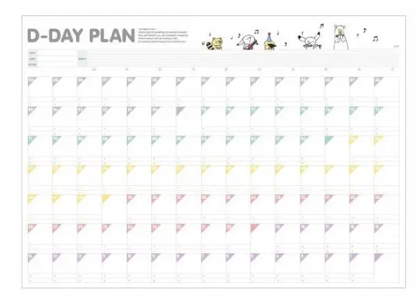 Estilo coreano d día Plan de 100 días de cuenta atrás