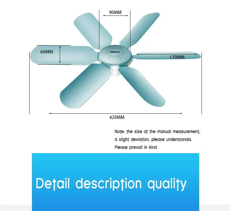 7 Вт 6 листов супер тихий мягкий ветер мини бесшумный Домашний Мини потолочный вентилятор энергосберегающий ABS подвесной вентилятор для дома Blue220V