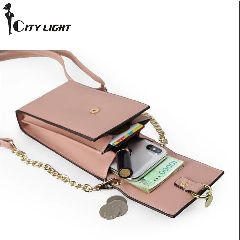جديد إمرأة حزمة الهاتف المحمول 2018 سلاسل تصميم الأزياء سيدة نساء رسول أكياس صغيرة حقائب الكتف البسيطة رفرف