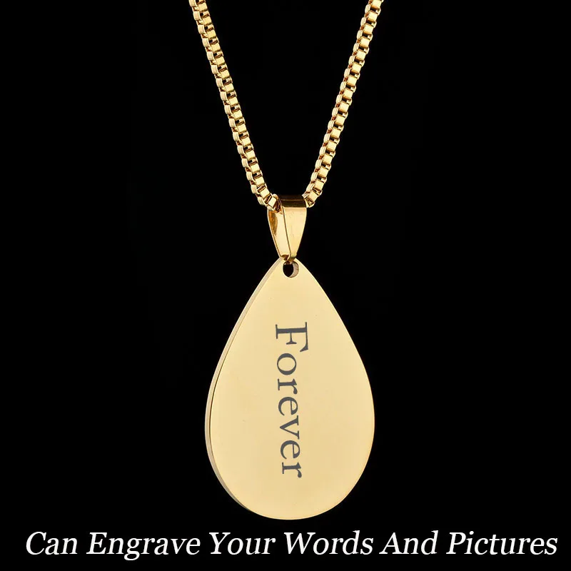 

New Arrival Personalized Photo Words Engraved Necklace Customize Name Stainless Steel Tag Pendant Necklaces Gift For Friends