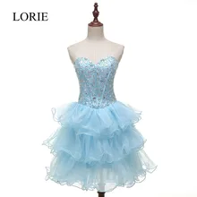Бальное платье с оборками короткие платья для выпускного вечера Vestidos De Noche возлюбленной кристаллами светильник синий платье для выпускного вечера Коктейльные Вечерние платья