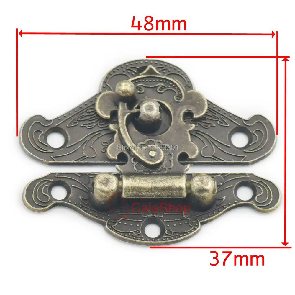 10 шт./партия защелка коробки крюк замок шкаф деревянный 48 мм x 37 мм багажник чемодан декоративные украшения Подарочная петля мебель винты