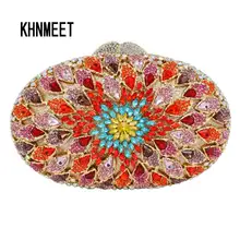 Новейшая овальная Мода Роскошный со стразами вечерняя сумка для вечеринки сумки многоцветный бриллиантовый клатч кошелек яйцо ежедневные клатчи SC518