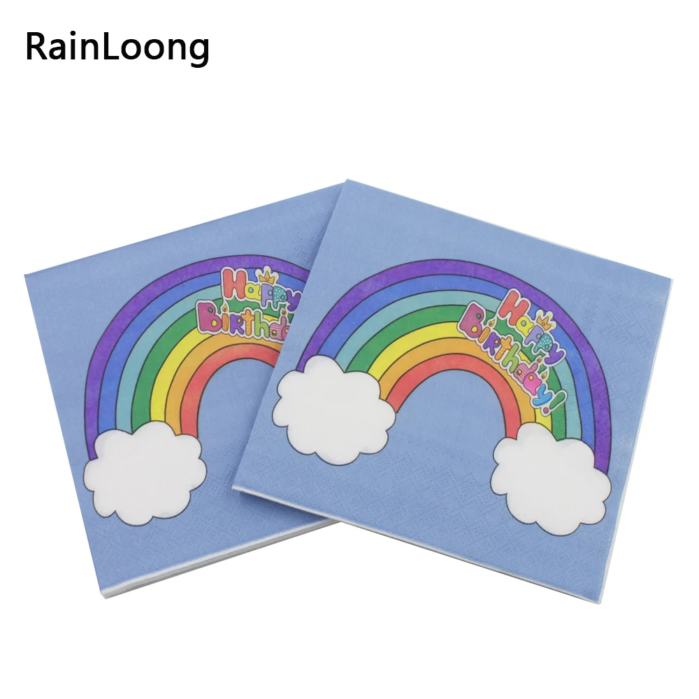 [RainLoong] бумажные салфетки радужные с принтом на день рождения декоративные 33x33 см 5