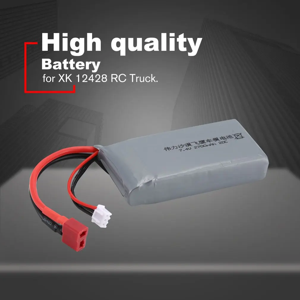 

Lightweight 7.4V 2700mAh Lipo Battery Lithium Battery Rechargeable Battery for XK 12428 RC Truck Parts Toys Battery